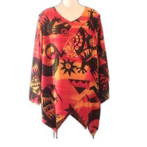 Sweet Lady Ethnic Print Boho Style Top One Size